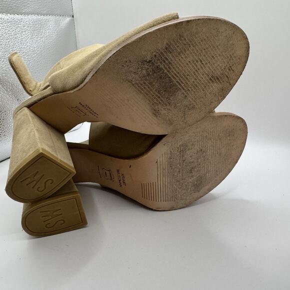Stuart Weitzman Tan Suede Ankle Booties Chunky High Heels Womens Size 6.5 - Picture 6 of 12